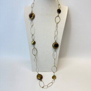 You & I Wire Chain Necklace Long Length Adjustable Gold-Tone Boho Chunky Funky